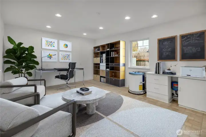 Staged- potential home office use of shop