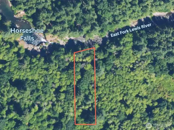 Overhead view with approximate boundaries in red.