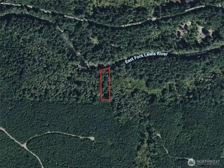 Overhead view with approximate boundaries in red.