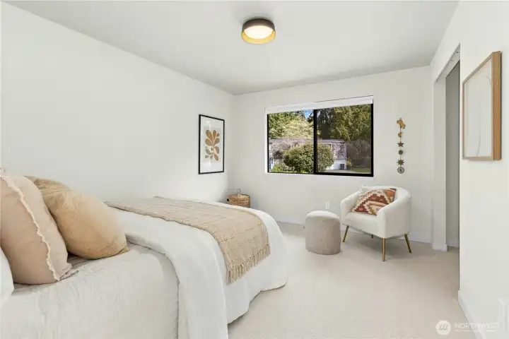 Moving down the hallway to the second bedroom. This bedroom and the third bedroom also have new built-in closet systems.