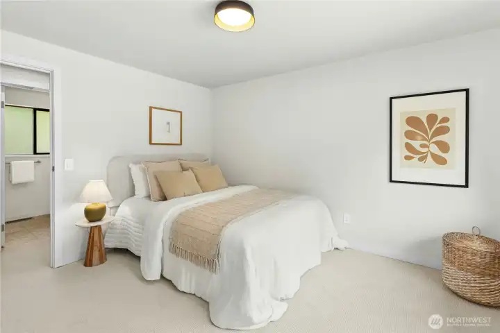 Another look at the second bedroom. All of the upstairs has brand new never-lived-in carpeting.