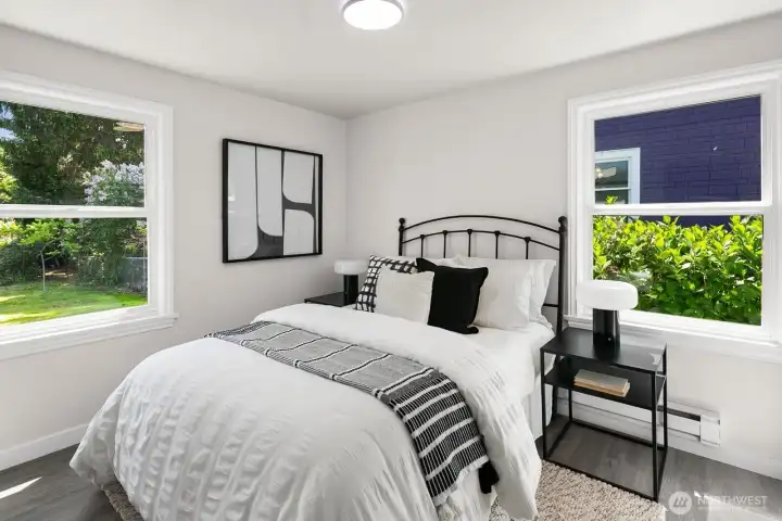 Primary bedroom with plenty of light and privacy