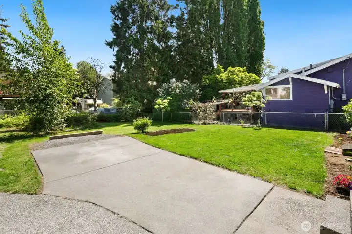 parking pad for two cars off the driveway