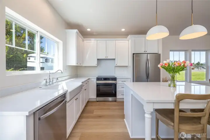 Kitchen with stainless steel appliances