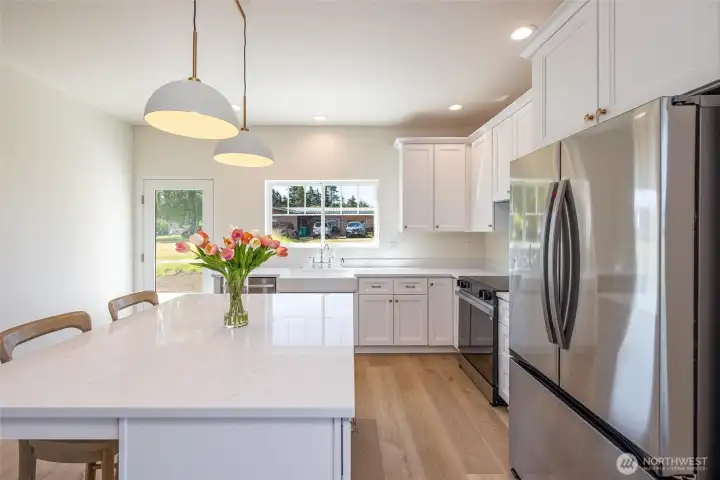 Kitchen windows towards outside patio