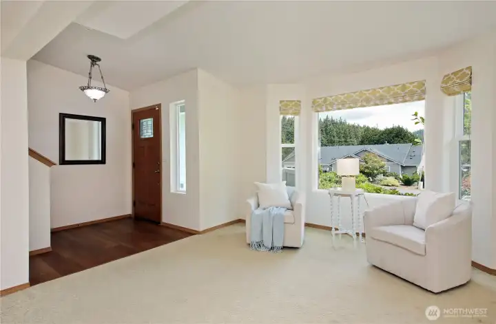 Front door opens into the formal living room area. Front door opens into the formal living room area.