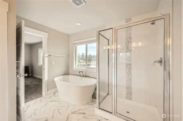 Primary bathroom with soaking tub.