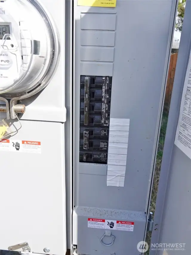 Front side of the electrical panel/pole.