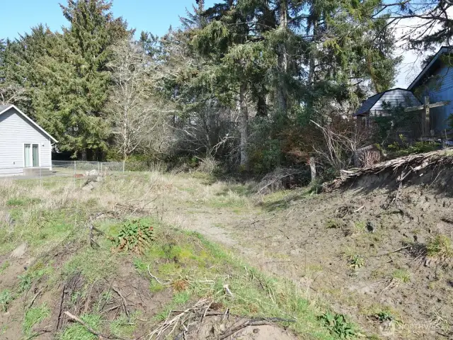 The backside of the lot.