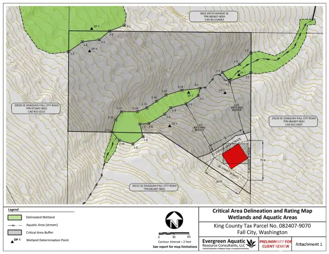 Potential building site located in red.