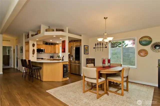 Living room flows into the dining area for easy entertaining