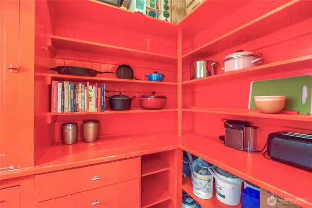 The kitchen pantry adds extra room for storage and a splash of color!