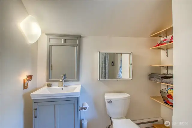 The upstairs 3/4 bathroom.