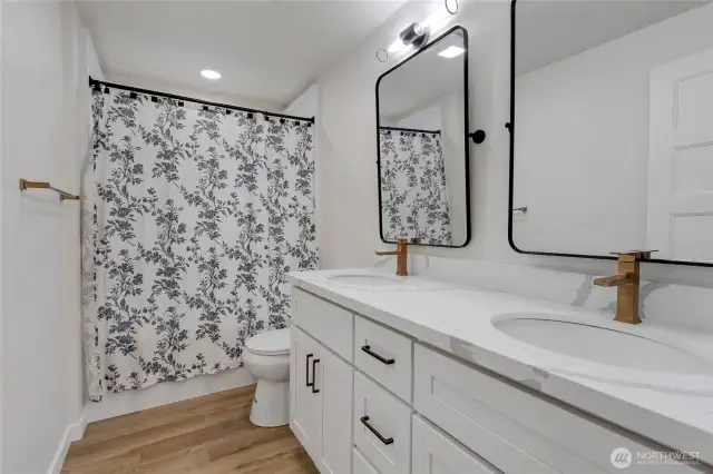 Guest bath with double vanity, or use as primary