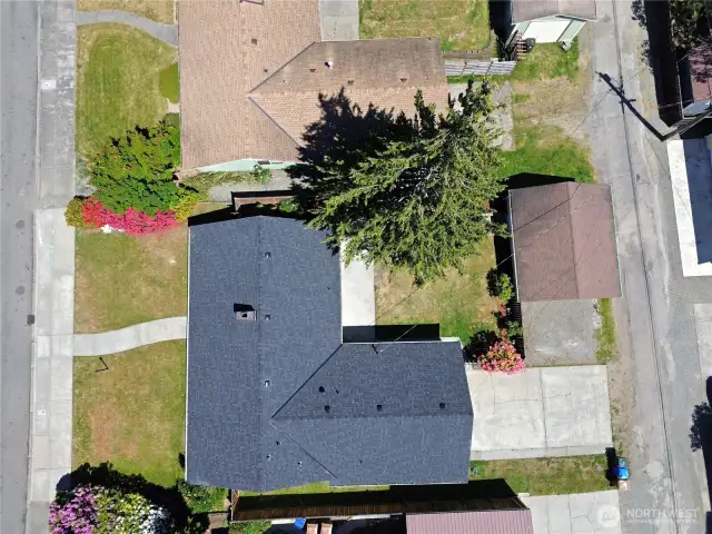 Aerial view of the all new roof