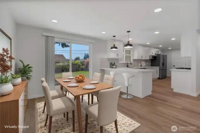 Virtually staged dining area