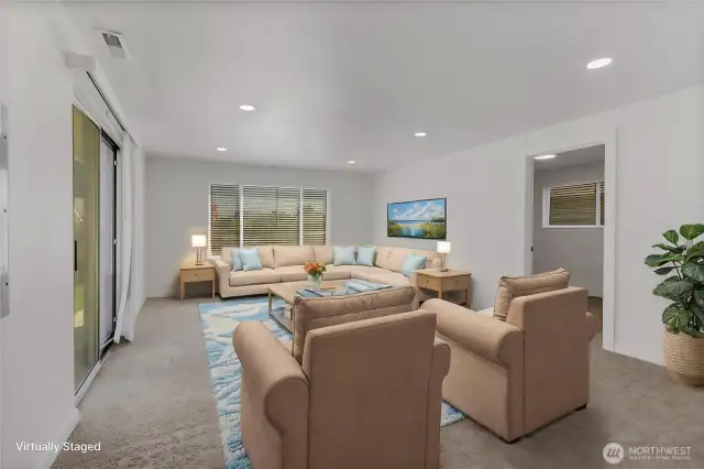 Virtually staged family room