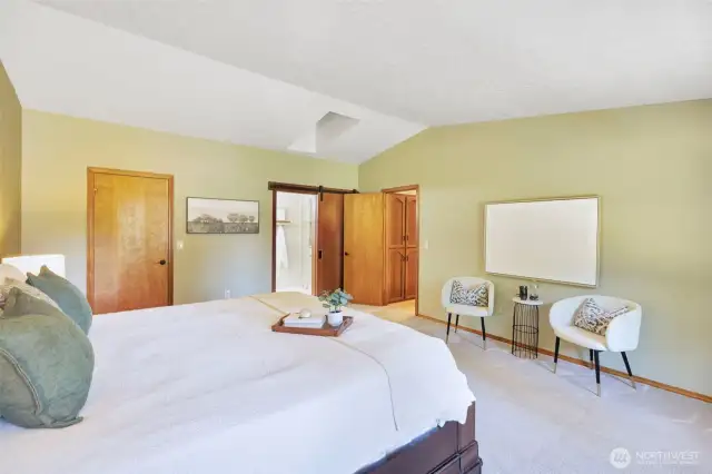 Primary bedroom is quite large.