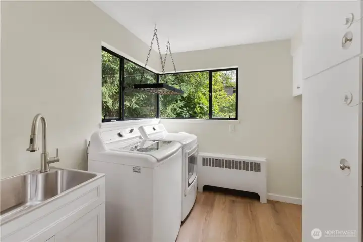 Upper Laundry with utility sink and pantry