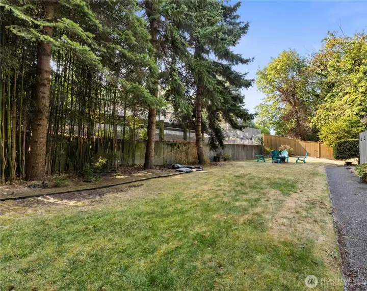 Upper large long yard with lg trees add privacy