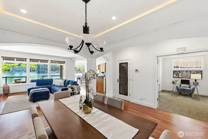 The open floor plan takes full advantage of the gorgeous lake views!