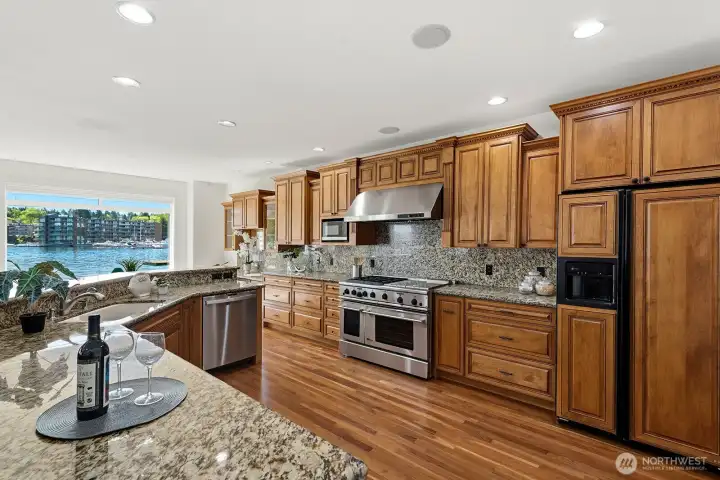 High-end stainless appliances create a chef's dream space.
