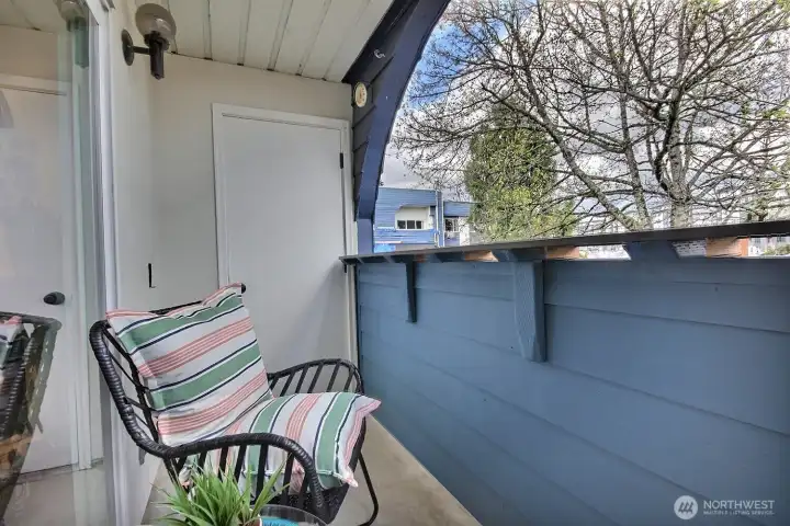 Covered deck with fold down bar, storage closet and territorial views.