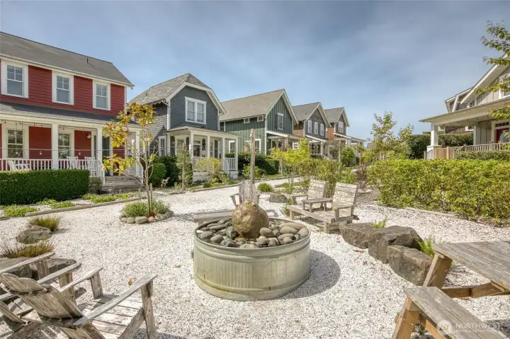 The Orchard Walk features a community fountain that is soothing and peaceful.