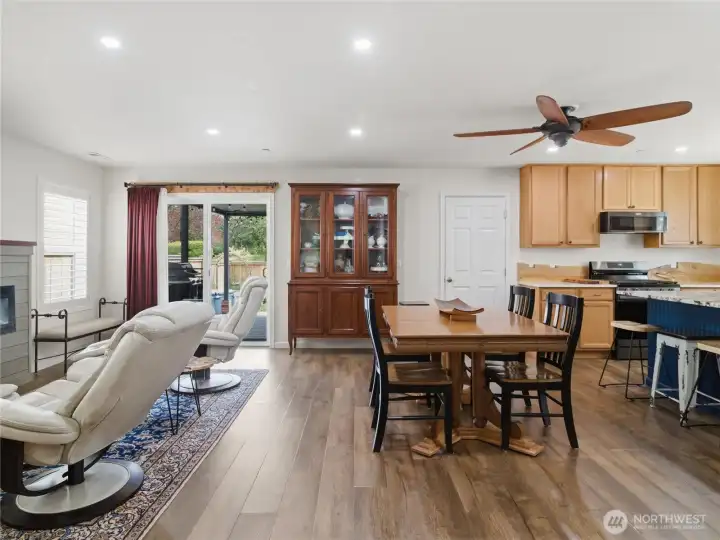 The open-concept layout connects the living, dining, and kitchen areas, creating a functional setup that works well for both everyday living and entertaining. The open-concept layout connects the living, dining, and kitchen areas, creating a functional setup that works well for both everyday living and entertaining.