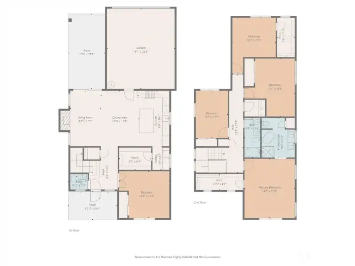 Floor plans with estimate measurements for both floors of the home. Floor plans with estimate measurements for both floors of the home.
