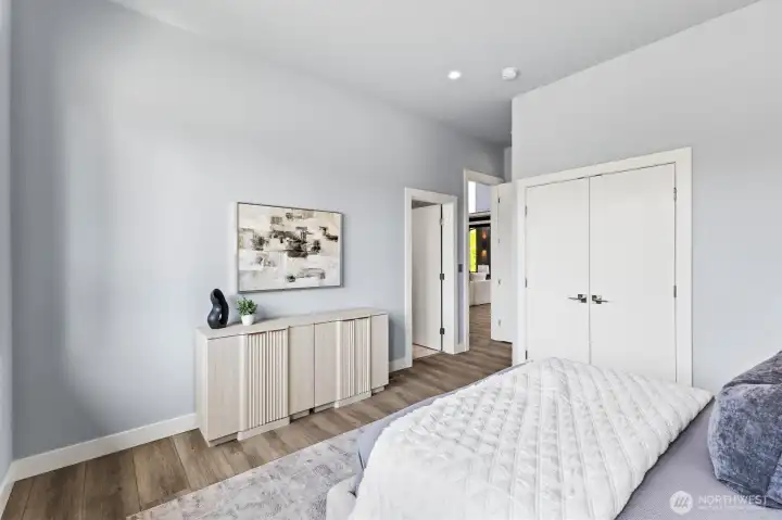 Main level guest suite off entry.