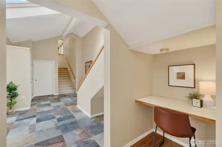 Built in desk area.