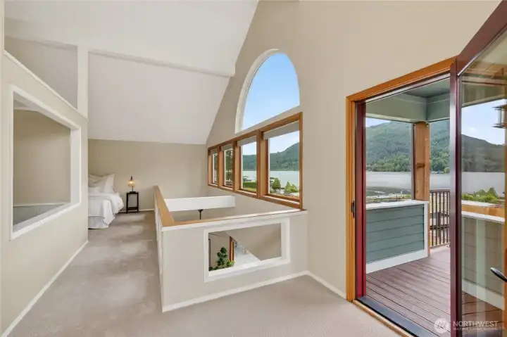 Reading nook that looks out to the balcony and views beyond.
