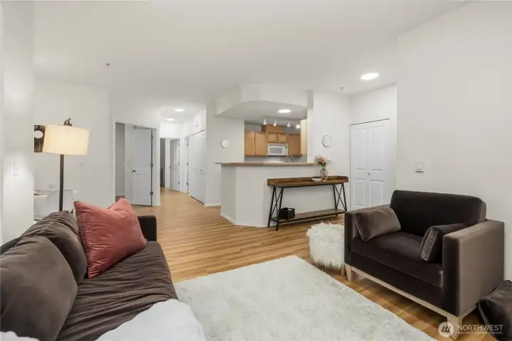 Open Floor plan from living room to dining and kitchen