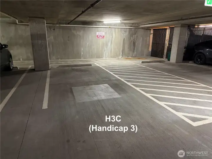 Dedicated large parking space right by elevator