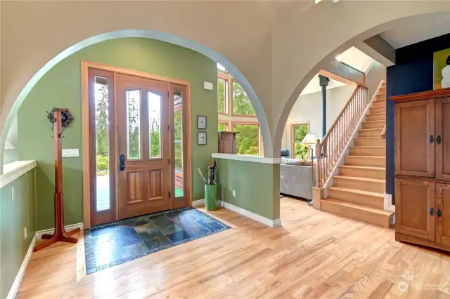 Front Entry with beautiful arches. Grand entrance.