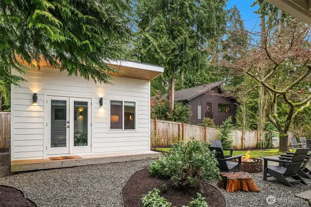 More views of the tranquil backyard space, perfect for a friendly gathering.