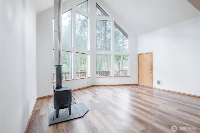 Great room and door leading out to deck