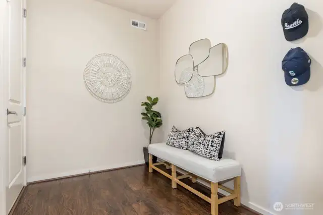 Mud room. Connects to the garage.