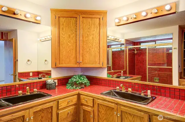 Primary bathroom. Double sinks.