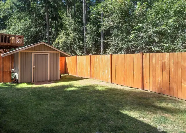 Garden shed for extra storage.
