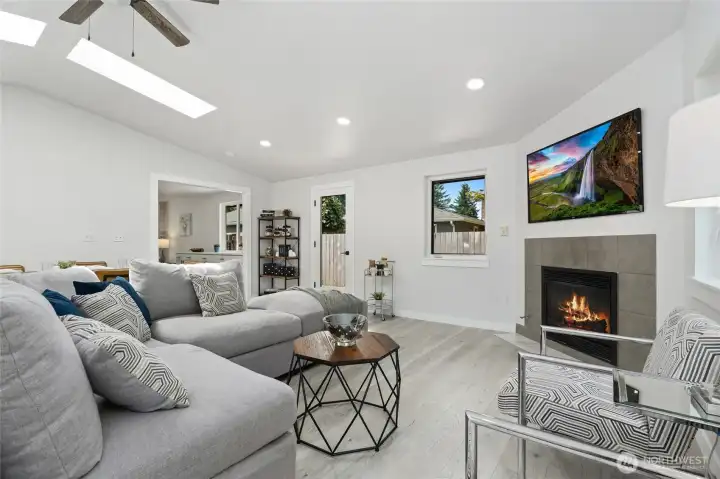 Family room with gas fireplace
