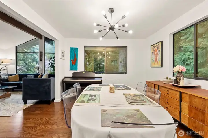 Formal dining with lots of big windows to allow natural light in