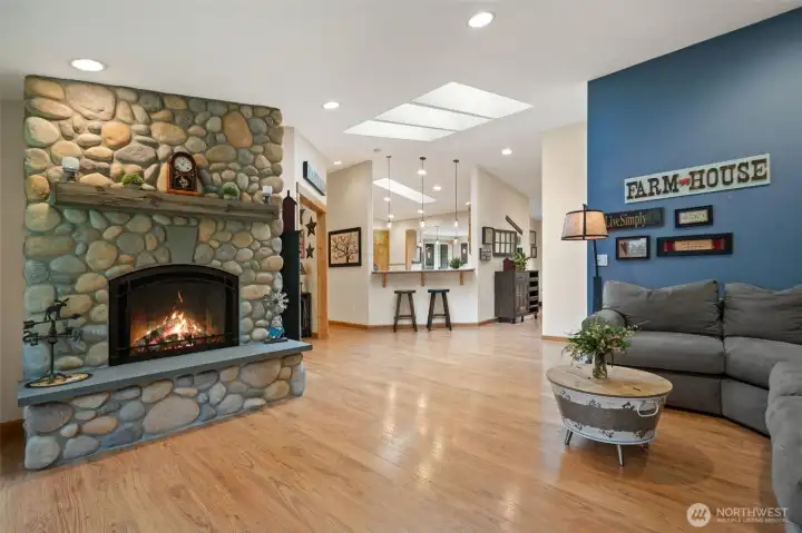 Updated 2023 river rock fireplace