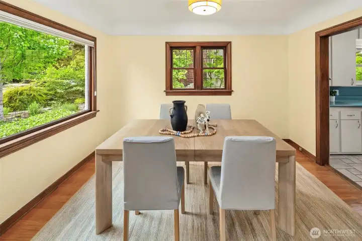 Living room has hardwood floors and great natural light.
