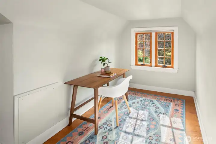 One of two upstairs bedrooms.