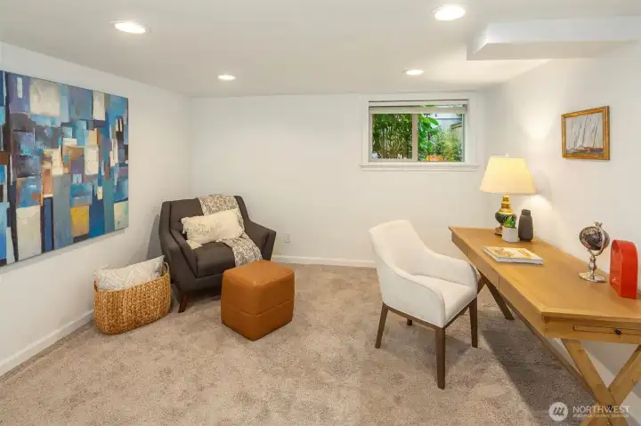 Lower level bedroom or office. This room may be non-corming bedroom, and is not included in finished square footage on listing. Total finish square footage is approximately 1,650 square feet.