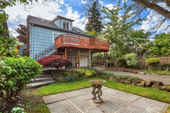 Looking back at house and deck.