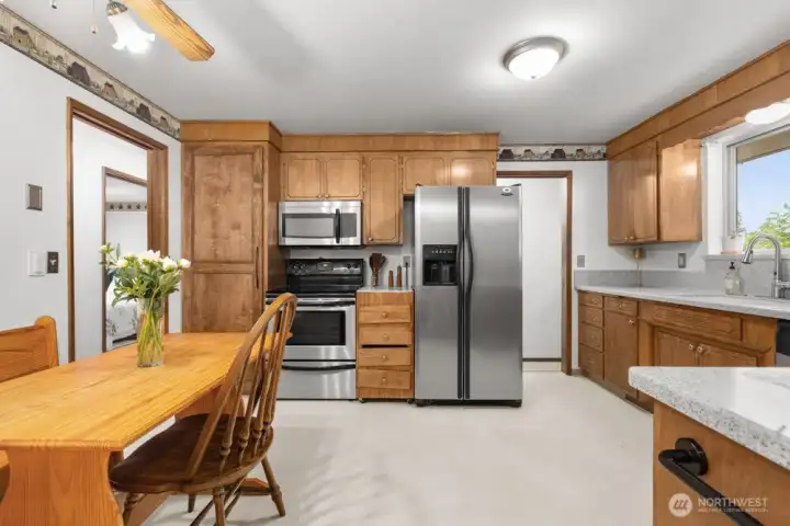 Kitchen with SS appliances