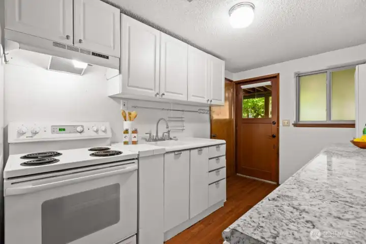Basement kitchen with access to the backyard